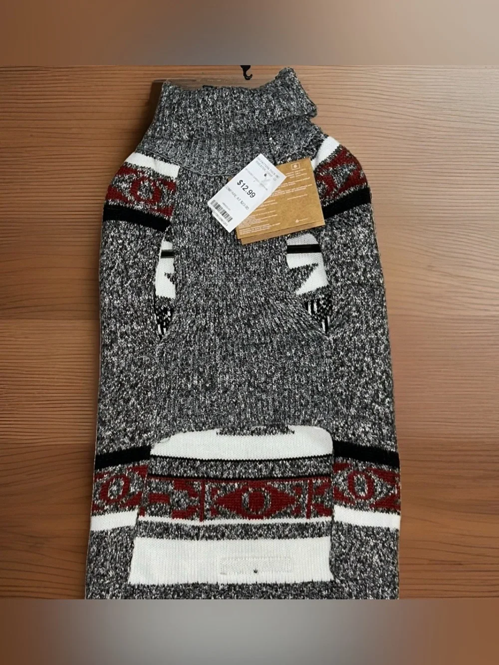 Eddie Bauer Dog Sweater Size Large Black White And Maroon Knit 35-65# L 18-21”